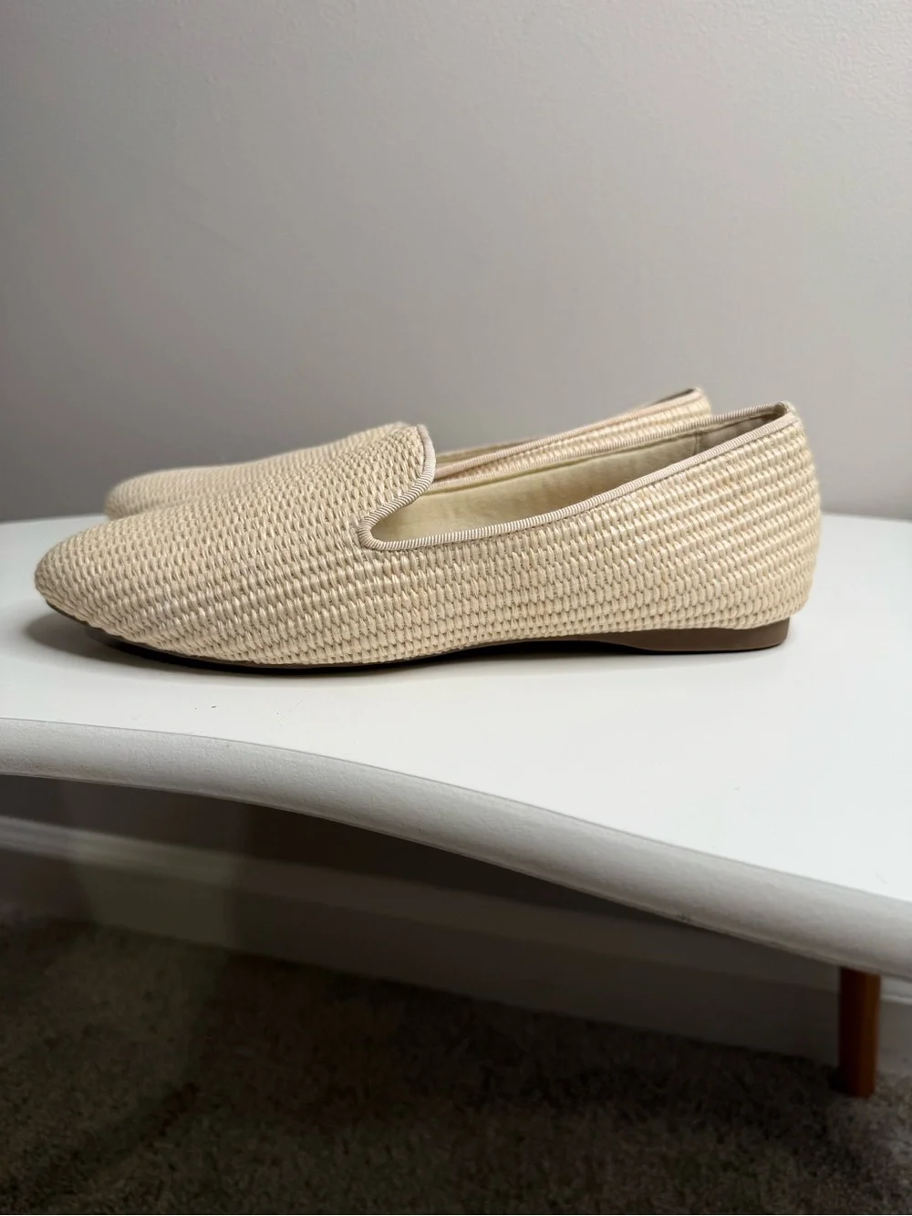 Birdies Cream Woven Slip-On Loafers